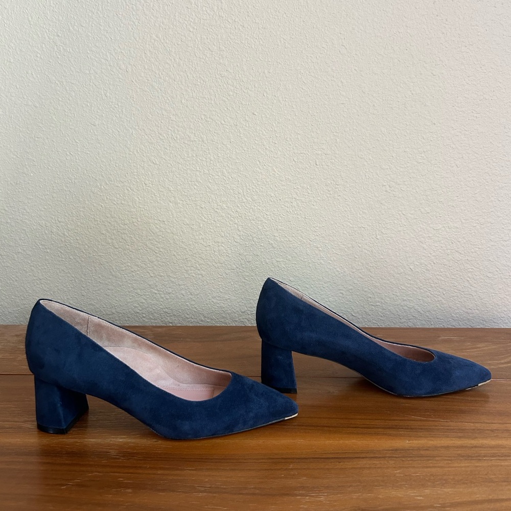 NWOT Ally Shoes Noble Suede Lower Block Heel | women’s size: 38.5 C | navy - Picture 8 of 15